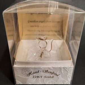 Angels Blessings Box Hand-Sculpted Crystal 22kt Gold Trim Figurine